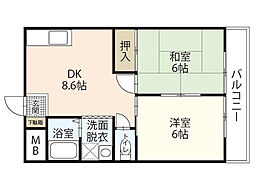 コーポ伊藤 2DKの間取図画像