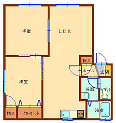ハピネス中川A 2LDKの間取図画像
