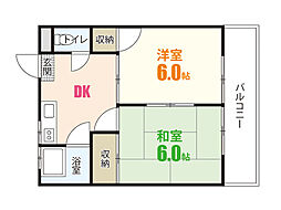 宮本ビル 2DKの間取図画像
