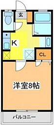 セゾン徳光 1Kの間取図画像