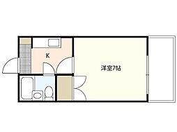 M山肩ビル 1Kの間取図画像