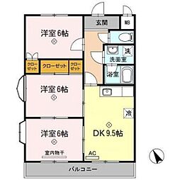 アゼリア祇園 3DKの間取図画像