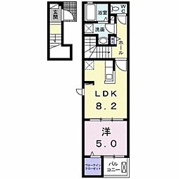 ノース 1LDKの間取図画像