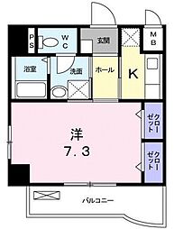 クラールアヴェニュー 1Kの間取図画像