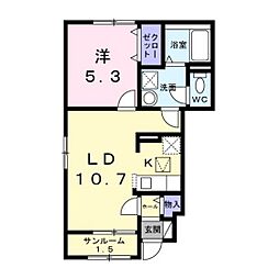 メゾンポワール1 1LDKの間取図画像