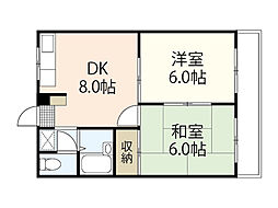 ル・モンド楓 2DKの間取図画像