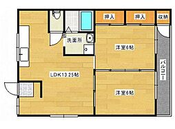パステルクボ12 2LDKの間取図画像