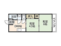 芸南マンション 2DKの間取図画像