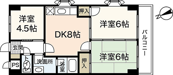 Ｖｉｌｌａ七軒茶屋 ｜広島県広島市安佐南区緑井6丁目(賃貸マンション3DK・7階・53.16㎡)の写真 その2