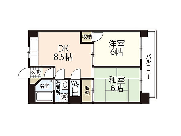 ヴィラ城山 ｜広島県広島市東区戸坂出江1丁目(賃貸マンション2DK・2階・45.90㎡)の写真 その2