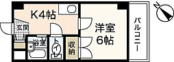 コーポエコード 3階1Kの間取り
