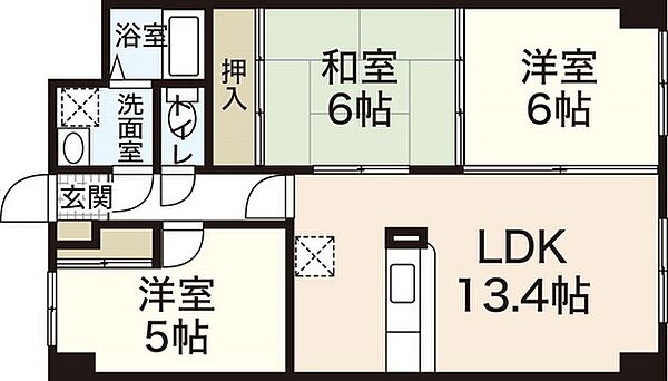 グレースＫ ｜広島県広島市西区己斐西町(賃貸マンション3LDK・4階・65.56㎡)の写真 その2