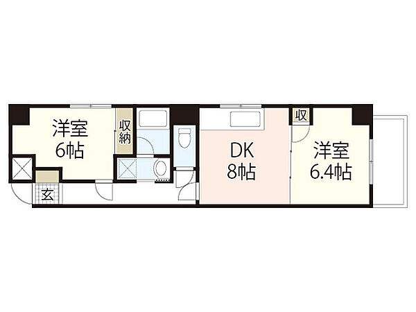 広島県広島市中区富士見町(賃貸マンション2DK・11階・49.28㎡)の写真 その2