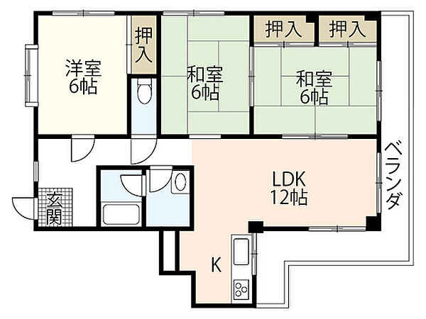 第二向山ハイツ ｜広島県広島市西区古江東町(賃貸マンション3LDK・3階・64.09㎡)の写真 その2