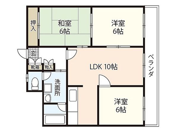 広島県広島市中区堺町1丁目(賃貸マンション3DK・4階・64.00㎡)の写真 その2