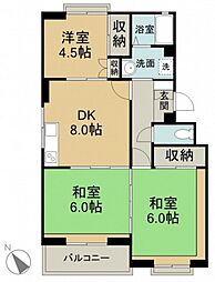 トリヴァンベール田方 3階3DKの間取り