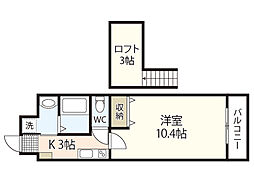 土井ビル・22 1Kの間取図画像