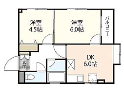 ファニー幸 6階2DKの間取り