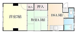 片岡ビル 2DKの間取図画像