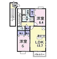 エルコートB 2LDKの間取図画像