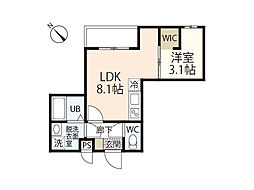 ＭＯＶＥ西原ＷＥＳＴ 3階1LDKの間取り
