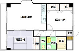ツインズあまのA 2LDKの間取図画像