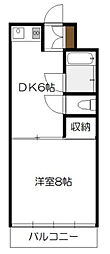 ユーリブ海老園 3階1DKの間取り