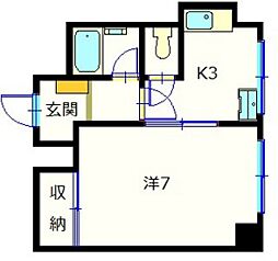 チサンマンション広島 1Kの間取図画像