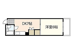 和秀舟入本町ビル 4階1DKの間取り
