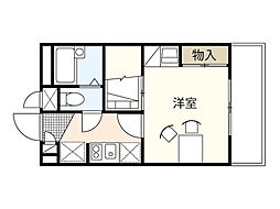 レオパレスGreen Hill 2階1Kの間取り