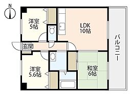ル・セーヌ中筋 3階3LDKの間取り