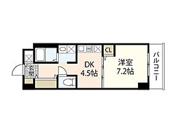 フェリシア西広島駅前 4階1DKの間取り