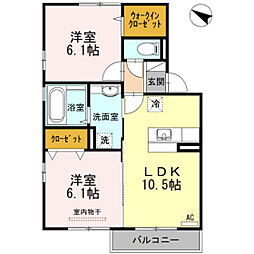 コリーヌメゾン 2階2LDKの間取り