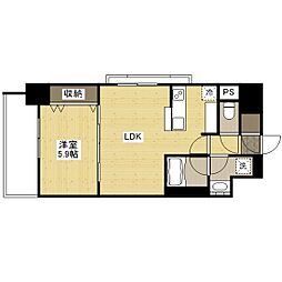 ロータス二葉の里 10階1LDKの間取り