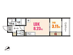 YELLSTAGE長束WEST 1階1LDKの間取り