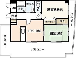 エラーヴル楽々園 2LDKの間取図画像