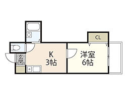 タウン己斐西 1Kの間取図画像