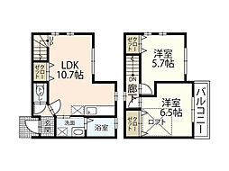 シャレーミヤモトF棟 2LDKの間取図画像