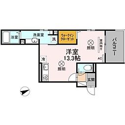 プレジェ西白島 ワンルームの間取図画像