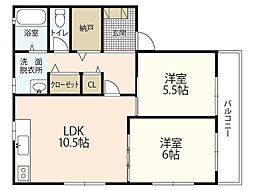 すいれん天畠 2LDKの間取図画像