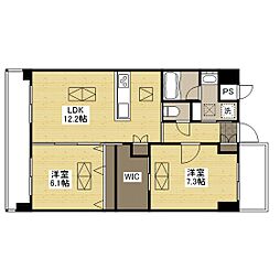 桜レジデンスヨコガワ 2LDKの間取図画像