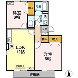セゾン高取北 2LDKの間取図画像