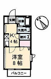 シャルム矢野 1Kの間取図画像