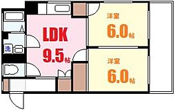 細田ビル 2DKの間取図画像