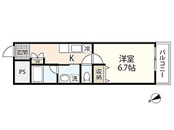 広島市西区観音本町1丁目マンション 1Kの間取図画像