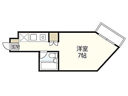 ロイヤルパレス東観音 ワンルームの間取図画像