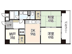 Arista広島平和大通り 3DKの間取図画像