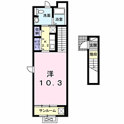 セルカデマーレ 1Kの間取図画像