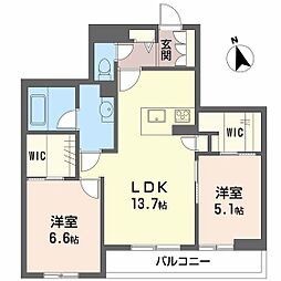 グランベレオ 2LDKの間取図画像