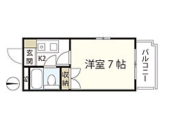 パレグレース仁保 1Kの間取図画像